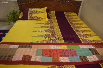 Yellow Purple Aarong Bed cover