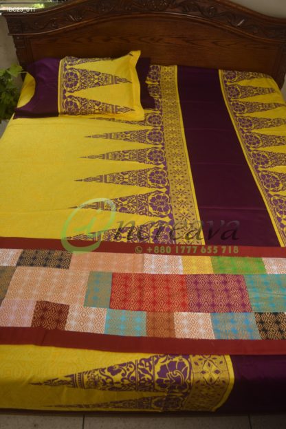 Yellow Purple Aarong Bed cover