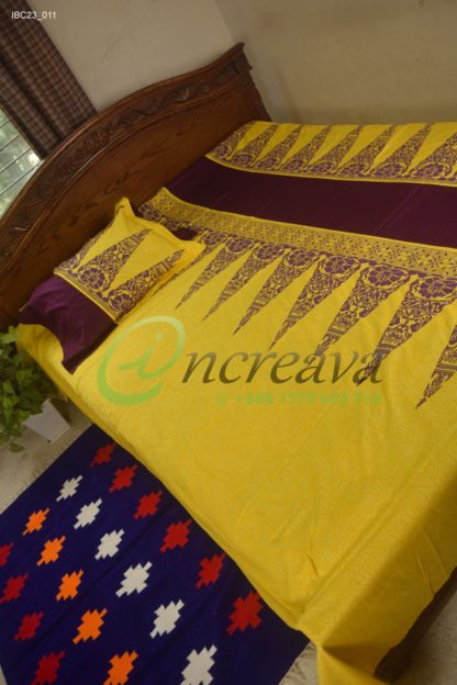 Yellow Purple Aarong Bed cover